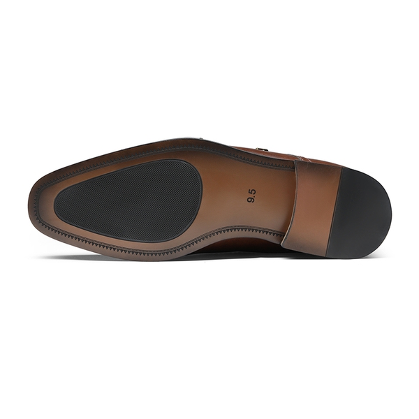 Men's Wide Monk Strap Oxford Shoes - BROWN - 3